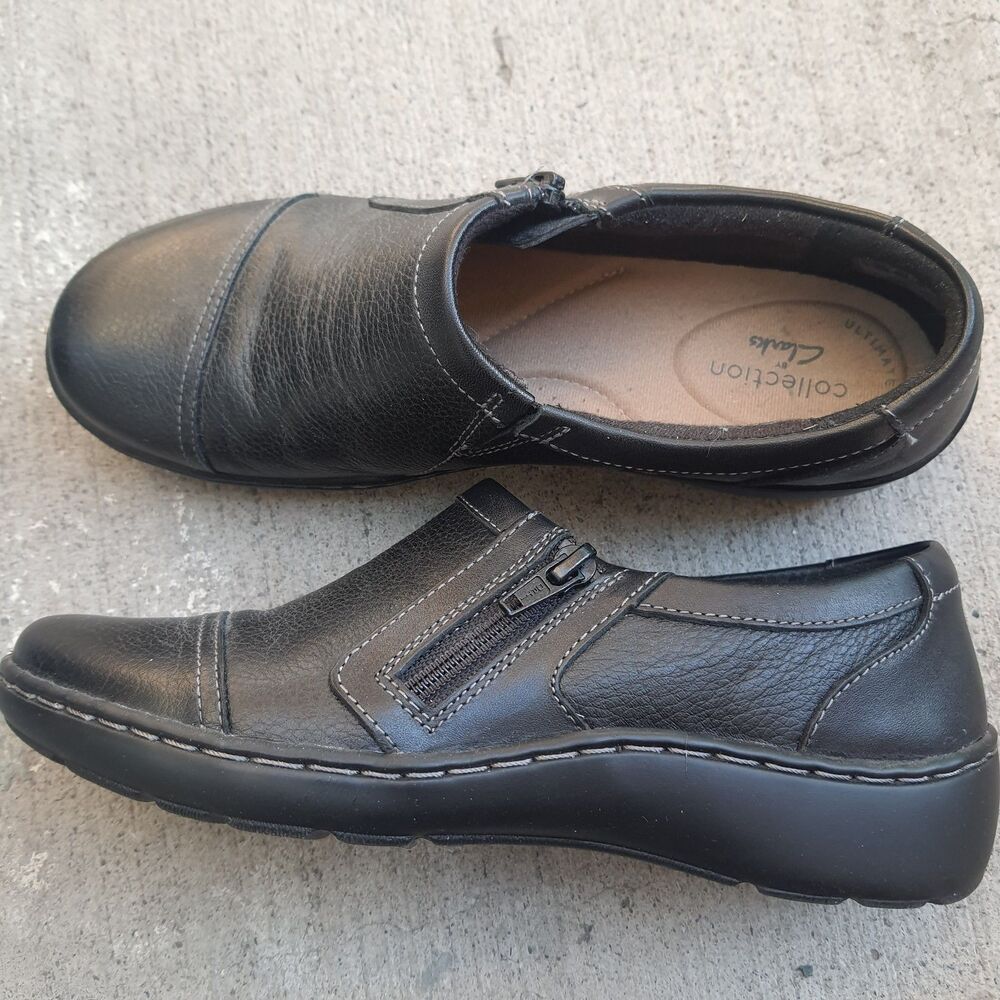 Clarks Cheyn Madi Womens 6 Black Leather Slip On Comfort Loafer Shoes NWOT